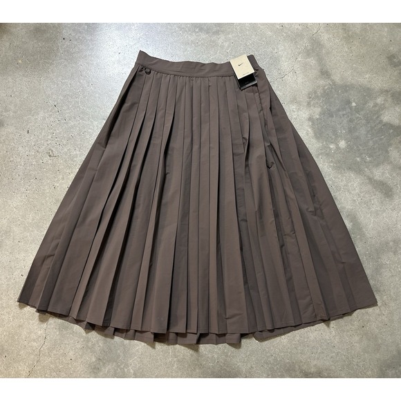 Nike 24.7 Perfect Stretch Brown Pleated Skirt Women's Dri Fit Midi Size M - Picture 3 of 9